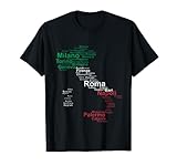 Italien Karte Umriss Flagge Städte Rom Mailand Italia Reise T-Shirt