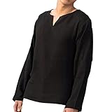 Leinenhemd Herren Sportshirt Herren Kurzarm Herren-Baumwoll-Leinen-Lose-beiläufiges Strand-Langarmhemd Shirt Herren Sport Atmungsaktiv Laufshirt Casual Sport Tops Sommerhemd Freizeithemd