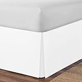 Volant-Bettlaken für Doppelbett, Bettgestell, Wickelbox, plissierter Boden, Volant, Bettlaken für Doppelbett, Volant, Mikrofaser, weich, gebürstet, pflegeleicht, weiß, 90 x 200 + 35 cm