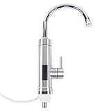 Durchlauferhitzer Wasserhahn, Wasserhahn mit Durchlauferhitzer Küche, 3000W Schnellaufheizung, LED-Temperaturanzeige, 360° Drehung & Temperaturregelung