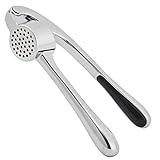 HiramWare Knoblauchpresse, Premium-Rostfreier Küchen-Knoblauchzerkleinerer mit ergonomischem Griff, Ingwerpresse mit gutem Griff, leicht zu reinigen, spülmaschinenfest