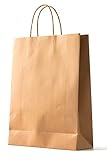 PAKNOR® 24stk Braun Papiertüten mit Henkel - 24 x 31 x 11 cm, Papiertragetasche mit Kordelgriff, Geschenktüten, Kraftpapiertüte, DIY Adventskalender (Braun, 24 x 31 x 11cm - 24stk.)