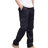 Dmmtot Wanderhose, Fleece-gefütterte Hose, Herren, Golfhose, Smart Combat, Arbeitshose, Cargohose, mehrere Taschen, gerades Bein, Baggy-Hose, Outdoor-Wanderhose, lange Hose, Größe M-3XL, schwarz 1, XL