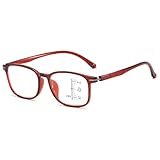 ABETOS Gleitsichtbrille Lesebrille TR90 Progressive Multifokus Blaulichtfilter Lesehilfe Sehhilfe Herren Damen Gleitsicht Lesebrillen 1.0 1.5 2.0 2.5 3.0, Rot+3.0