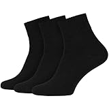 Black Snake 3 Paar Basic Damen und Herren Kurzschaft Strümpfe Diabetiker Socken ohne Gummibund - Schwarz - 39/42