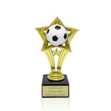 Star Pokal mit Gravur Wunschtext | Fußball Pokal | Pokale Kindergeburtstag | Pokal Star Geschenk für Kinder, Frauen und Männer | Wanderpokal für Fußball | Fussball Pokal Gold 16cm (Ball im Stern)