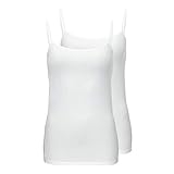 Schiesser Damen Spaghettitop (2er Pack) Unterhemd, Weiß (weiss 100), 38