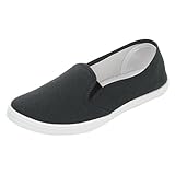 Canvas Schuhe Damen Ohne SchnüRsenkel Freizeitschuhe - Flache rutschfeste Segeltuchschuhe Walkingschuhe Leicht Bequeme Flache-Schuhe Damenschuhe Slip On Sneaker Joggingschuhe Fitnessschuhe