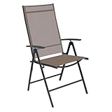 Gartenstuhl - Hochlehner 7-Fach verstellbar - zusammenklappbar - Klappstuhl - Campingstuhl witterungsbeständiges Metall pulverbeschichtet - wetterfeste Gartenmöbel - Anthrazit/Schokobraun