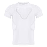 DGXINJUN Gepolstertes Shirt für Jugendliche, gerippt, Herzschutz, Kinder, Jungen, Mädchen, Kompressionsshirt für Fußball, Weißes, gepolstertes Hemd, XL