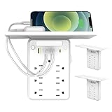VNDGEOUH Preliminark Steckdosen-Extender mit Regal, Steckdosen-Expander, USB-Wandladegerät, 3 USB-Anschlüsse, 1 Typ-C, 6 AC-Steckdosen, for Zuhause, Büro und unterwegs im Freien(2 Pcs)