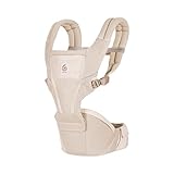 Ergobaby Alta Hip Seat Babytrage mit Babyhüftsitz für Babys und Kleinkinder ab 4 Monaten (5,5 kg - 20,4 kg), Hüftsitz Trage Hüfttrage mit SoftFlex Mesh, Natural Beige