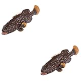 ibasenice 2st Zackenbarschmodell Fischfiguren Fisch Figur Realistische Fischmodelle Seefisch-Modell Angelspielzeug Mini-meerestiere Tropisches Fischmodell Fischspielzeug Plastik Dark Brown