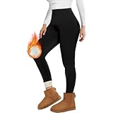 Missluck Thermo Leggings Damen Gefüttert Thermoleggings Verdickte Plüsch Thermohose Fleece Leggins Warme im Winter,Schwarz,M