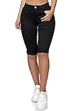 Elara Damen 3/4 Jeans Push Up Capri Chunkyrayan HB2581 Black-38 (M)