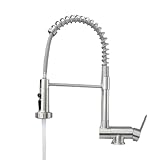 Vorfenster Küchenarmatur Hochdruck Gebürstet – Küchenarmatur Vorfenster, Spültischarmatur Unterfenster, Ausziehbarer Wasserhahn Küche, 3 Strahlarten, 304 Edelstahl Hochdruckarmatur Küche