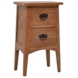 Mandloder Nachttisch Massivholz Tanne 40x29x68 cm Braun, Beistellschrank mit 2 Schubladen, rustikaler Stil, Schlafzimmer Möbel Nachtkonsole aus Holz