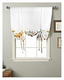 GYTTDERFL Kurzgardine Blumenpflanzen-Fenstervorhang for Wohnzimmer, römische Vorhänge for Küche, Café, for Binden, Kurze Vorhänge(117W x 160H(cm))