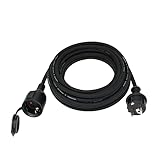 Verlängerungskabel Outdoor 15m für den Außenbereich, Gummi Verlängerung Stromkabel außen mit Schuko Stecker, IP44 Verlängerungsleitung H07RN-F 3G1,5 mm² Kabel mit Schutzkappe, 3500W, 16A 250V, Schwarz