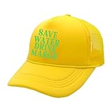 Mützen Und Accessoires Streetstyle Look Stricken Water Drink Margs Trucker-Mütze, Trendiger Vintage-Stil, lustig, niedlich, Grafik, Country-Tequila-Bierhut, Damen und Herren Cap Dad (Yellow, M)