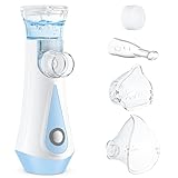 Inhalationsgerät, JOSSIS Ultra Leise Inhaliergeräte für Erwachsene, Kinder, Partikelgröße 1-5µm, Einstellbarer Sprühnebel, Aufladbarer Inhalator (Hellblau)