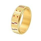 Skcess Ringe Herren, Titan Stahl Ring Herren Gold Würfelspinner Ringe für Herren Männer Größe 52 (16.6)