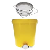 Germerott Bienentechnik Abfülleimer Profi 25 kg mit Quetschhahn Plus Edelstahl Doppelsieb zum Sieben des Honigs im Set