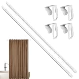 Kustimantu Gardinenstange für Badezimmer, mit Spannung, ausziehbare Stange für Fenstervorhänge – 4 Haken für Küche, Schlafzimmer, Wohnzimmer, Hotel & Wohnung