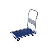 Plattformwagen klappbar mit 150 kg Tragkraft | Transportwagen Plattenwagen | Gummibereifung Anti-Rutschbeschichtung Lenkrollen gummierte Kanten | Transporthilfe für Umzug