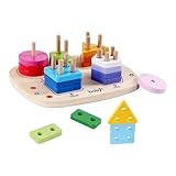 Generisch Holz Formen Sortierspielzeug | Feinmotorik Stapelspiel,Formen-Sortier-Stapelspiel - Für Kinder, Zuhause, Vorschule, Kindergarten, Reisen, Entwicklung, Lernen