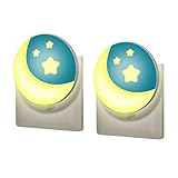 Wetry Nachtlicht Kinder Steckdose mit Dämmerungssensor Steckdosenlicht LED Automatisch Wandlicht für Treppe Gang Schalfzimmer Stilllicht Baby Erstausstattung Neugeborene Geschenke zur Geburt (Rund)