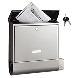 BURG-WÄCHTER Briefkasten mit Zeitungsfach und Namensschild, Rostfreier Edelstahl, Einwurf-Format DIN C4, 2 Schlüssel, AMZ 2500 NI