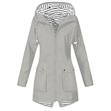 Generisch Damen Hardshell Outdoor Wanderjacke mit Reißverschluss für Aktivitäten bei Wind Wetter (Grey, XXL)