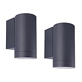 Klighten 2 Stück Aussen Wandleuchte, GU10 Downlight Wasserdichte IP65 Außenlampe Aussenleuchte Wand Aluminium Außenwandleuchten, Wandlampe für Garten Terrasse Eingang, Anthrazit, ohne Leuchtmittel