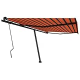 ShGaxin Standmarkise 400x350 cm Orange/Braun, Sichtschutz Balkon, Balkon Markise, Seitenmarkise, Klemmmarkise, Sonnenvorhang, Balkonmarkisen - 3069820