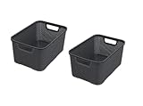 BranQ - Home essential Korb in Rattan Design 2er Set Grösse L 19l, Anthrazit, 2, 5901098046206