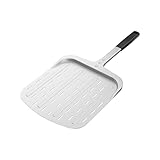 Honsdom Pizzaschieber Perforiert 12 zoll, Pizzawender, Rechteckige Großer Fläche-30,5cm x 39,6cm, Pizzaschaufel aus Hart Eloxiertes Aluminium - Ideal für Pizzaofen