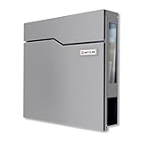 Metzler Briefkasten in Graualuminium mit Zeitungsfach & Sichtfenster – Wandbriefkasten Grau mit austauschbarem Namensschild - Pulverbeschichtet in RAL 9007 rostfrei & witterungsbeständig – Hoffmann SF