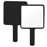 Naapesi Handspiegel,Quadratisch Handspiegel mit Griff,Schminkspiegel,Tragbar Rasierspiegel,Friseurspiegel Rechteckig,Reise Kleiner Handspiegels,für Handheld, Zuhause(Schwarz)