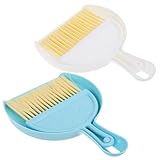 HAPINARY 2 Satz Mini Besen und Kehrschaufel Set Tragbarer Handfeger mit Ergonomischem Design für Tischen Sofas und Tastaturen Teilig