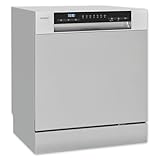 Exquisit Tischgeschirrspüler GSP508-030D silber | Spülmaschine 55 cm freistehend | Kleiner Geschirrspüler 8 Maßgedecke | Tischspülmaschine LED Display
