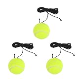 TIMESETL 3Stück Tennisbälle mit Schnur, Elastisch Tennis Trainingsball für Tennistrainer, Tennisball an Schnur, Tennis Trainer Rebound Ball für Anfänger Tennis Trainer Bälle mit Gummiband