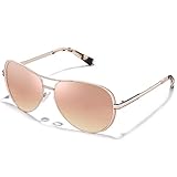 CARFIA Pilotenbrille Damen Sonnenbrille, Polarisierte Verspiegelte Hoch UV Schutz Brille mit Ledertasche CA5388