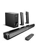 ULTIMEA 4.1-Kanal Soundbar für TV Geräte, mit Subwoofer, teilbare 2-in-1 Soundbar für Fernseher, Bluetooth 5.3, TV Lautsprecher mit 3 EQ-Modi, Bass einstellbar, ARC/Optisch/Aux, Apollo S50 Serie