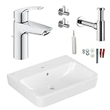 Villeroy Boch Waschbecken O.Novo 60 cm Grohe Waschtischarmatur Siphon Ablaufgarnitur Set