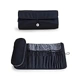 Aufbewahrungstasche für Make-up-Pinsel, tragbar Make-up Artist Kosmetik mit 12 Taschen Pinsel Roll Up Pouch Pinsel-Organizer Handtasche für Damen (Schwarz)