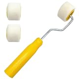 Mini Farbroller Set mit 1 Kunststoffgriff und 3 Bürstenköpfen, Vielseitige Malerrolle Klein für Wandfarbe, Optimal als Mini Farbroller Ausbessern Malerrolle Klein Zubehör Praktisches Malerset