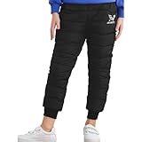 Rswnyirn Kinder Jungen Winterhose Warm Stepphose Wattierte Hose Lange Pants Hohe Taille Thermohose mit Fleecefutter Outdoor Wandern Schwarz 122-128