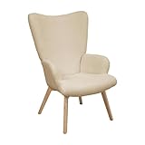 SVITA Olav Sessel Ohrensessel Loungesessel Relaxsessel mit Armlehne mit hohem Rücken modern bequem robust Wohnzimmer Schlafzimmer Esszimmer Hellbraun