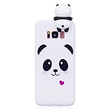 DasKAn Karikatur 3D Panda Silikon Hülle für Samsung Galaxy S8,Rosa Herz Tiere Muster Einfarbig Matt Ultra Dünn Weich Gummi Rückseite Handytasche Stoßfest Flexibel Gel TPU Schutzhülle,Weiß#1
